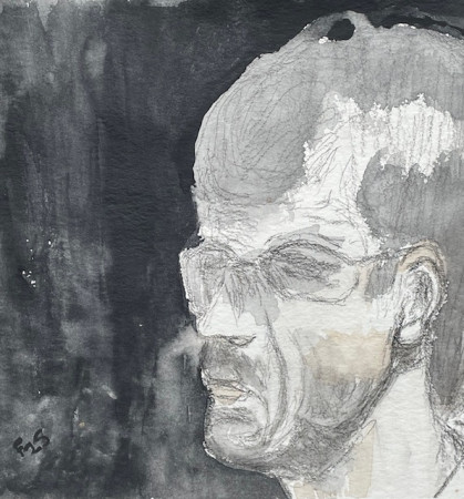 Hans H.(nr. 2515 ) charcoal and watercolour on paper, 24.5 x 24.5 cm